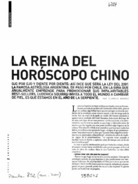 La reina del horóscopo chino  [artículo] Claudia Donoso