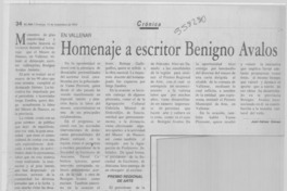 Homenaje a escritor Benigno Avalos