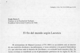 El fin del mundo según Lacunza  [artículo] Freddy Parra C.