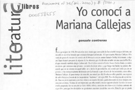 Yo conocí a Mariana Callejas  [artículo] Gonzalo Contreras
