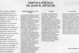 Trípotico poético de Juan M. Arteche  [artículo] Rosa Cruchaga de Walker