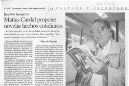Matías Cardal propone novelar hechos cotidianos  [artículo]