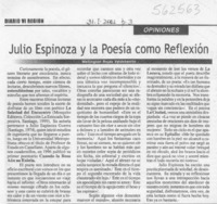 Julio Espinosa y la poesía como reflexión  [artículo] Wellington Rojas Valdebenito