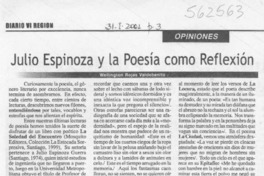 Julio Espinosa y la poesía como reflexión  [artículo] Wellington Rojas Valdebenito