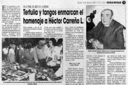 Tertulia y tangos enmarcan el homenaje a Héctor Carreño L.