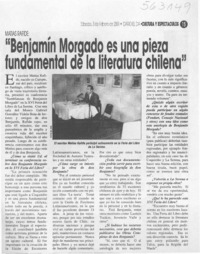 "Benjamín Morgado es una pieza fundamental de la literatura chilena"  [artículo]