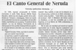 El Canto General de Neruda  [artículo] Teresita Quilodrán Diethelm