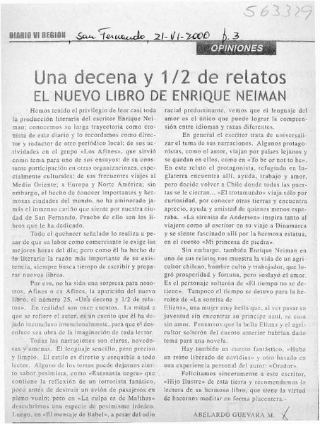 Una decena y 12 de relatos  [artículo] Abelardo Guevara M.