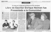 Libro de escritor Enrique Neiman fue presentado a la comunidad  [artículo]