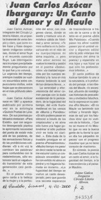 Juan Carlos Azócar Ibargaray, Un canto al amor y al Maule  [artículo] Jaime Gatica Jorquera