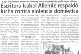 Escritora Isabel Allende respaldó lucha contra violencia doméstica