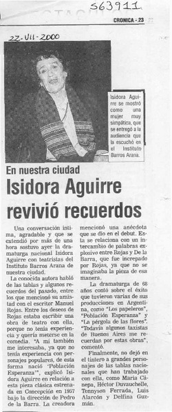 Isidora Aguirre revivió recuerdos