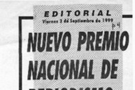 Nuevo premio nacional de periodismo  [artículo] Héctor González V.