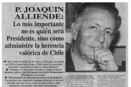 P. Joaquín Alliende, lo más importante no es quién será Presidente, sino cómo administre la herencia valórica de Chile