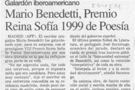 Mario Benedetti, Premio Reina Sofía 1999 de poesía