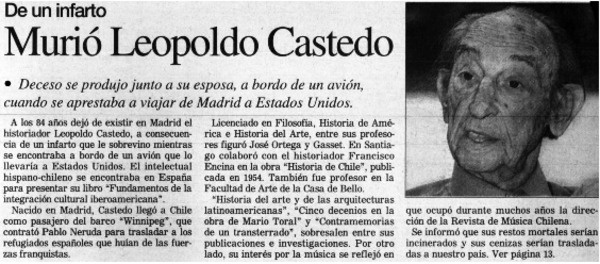 Murió Leopoldo Castedo
