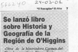 Se lanzó libro sobre Historia y Geografía de la Región de O'Higgins