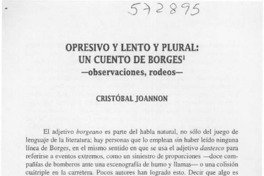 Opresivo y lento plural:Un cuento de Borges