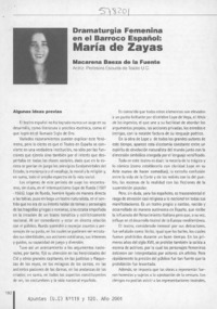 Dramaturgia femenina en el Barroco español, María de Zayas  [artículo] Macarena Baeza de la Fuente