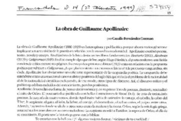 La obra de Guillaume Apollinaire  [artículo] Camilo Fernández Cozman