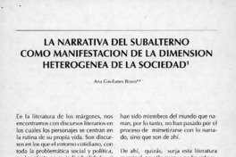 La narrativa del subalterno como manifestación de la dimensión heterogenea de la sociedad  [artículo] Ana Gavilanes Bravo