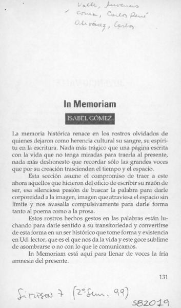 In memoriam  [artículo] Isabel Gómez
