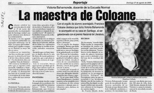 La maestra de Coloane  [artículo] Carlos Olguín