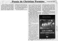 Poesía de Christian Formoso  [artículo] Marino Muñoz Lagos