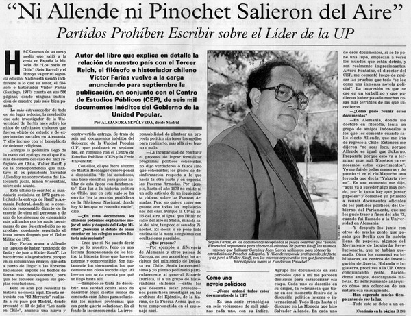 "Ni Allende ni Pinochet salieron del aire"
