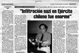 "Infiltración nazi en Ejercito chileno fue enorme"  [artículo] Leonardo Miranda G.
