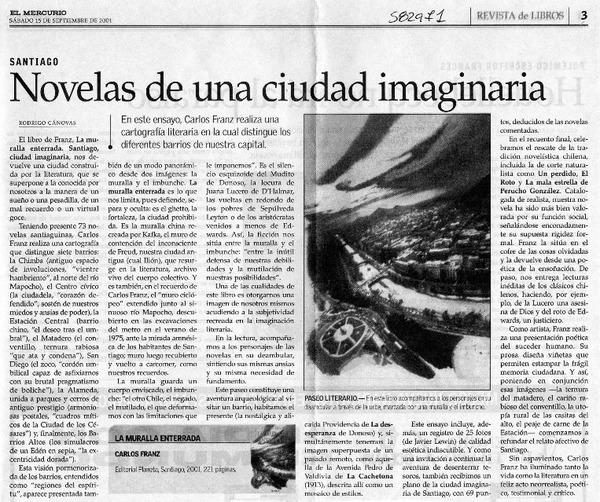 Novelas de una ciudad imaginaria  [artículo] Rodrigo Cánovas