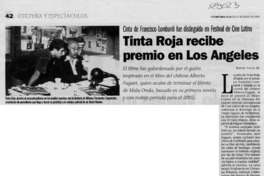 Tinta Roja recibe premio en Los Angeles  [artículo] Rafael Valle M.