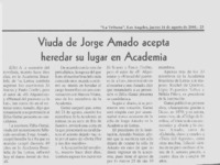 Viuda de Jorge Amado acepta heredar su lugar en Academia