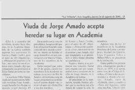 Viuda de Jorge Amado acepta heredar su lugar en Academia