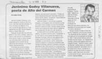 Jerónimo Godoy Villanueva, poeta de Alto del Carmen  [artículo] Kabur Flores