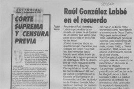 Raúl González Labbé en el recuerdo  [artículo] José Vargas Badilla