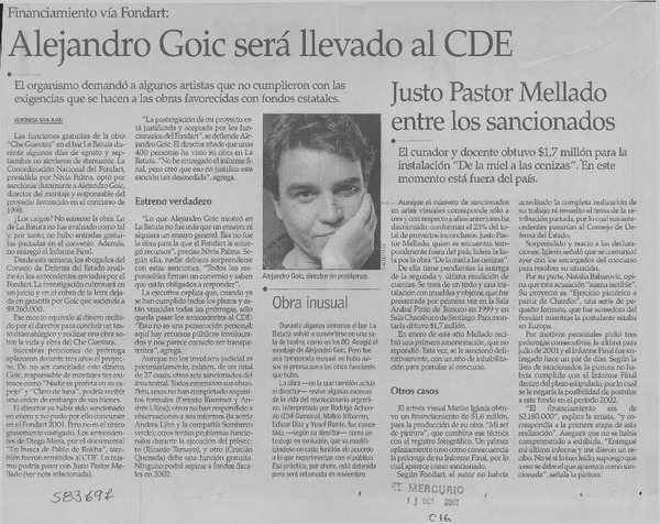 Alejandro Goic será llevado al CDE  [artículo] Verónica San Juan