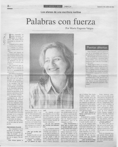 Palabras con fuerza  [artículo] María Eugenia Vargas