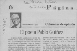El poeta Pablo Guíñez  [artículo] Marino Muñoz Lagos