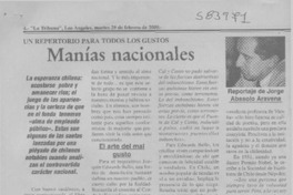 Manías nacionales  [artículo] Jorge Abasolo Aravena