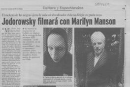 Jodorowsky filmará con Marilyn Manson  [artículo] Andrés Gómez B.