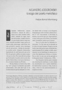Alejandro Jodorowsky, la saga del poeta maetafísico  [artículo] Felipe Barral Momberg