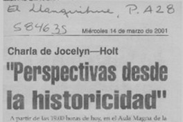 "Perspectivas desde la historicidad"  [artículo] Marta Zúñiga Gatica