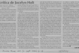 La crítica de Jocelyn-Holt  [artículo] Luis Moulian