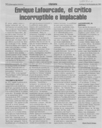 Enrique Lafourcade, el crítico incorruptible e implacable  [artículo] Mario Noceti Zerega