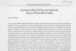 Enrique Lihn, El circo en llamas, una crítica de la vida  [artículo] Juan Zapata