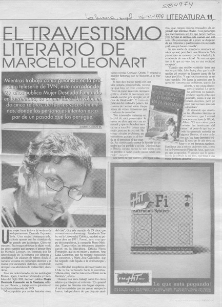 El travestismo literario de Marcelo Leonart  [artículo] Andrés Gómez B.