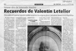 Recuerdos de Valentín Letelier  [artículo] Jaime González Colville