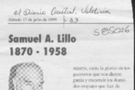 Samuel A. Lillo 1870-1958  [artículo] Hernán de la Carrera Cruz