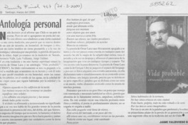 Antología personal  [artículo] Jaime Valdivieso